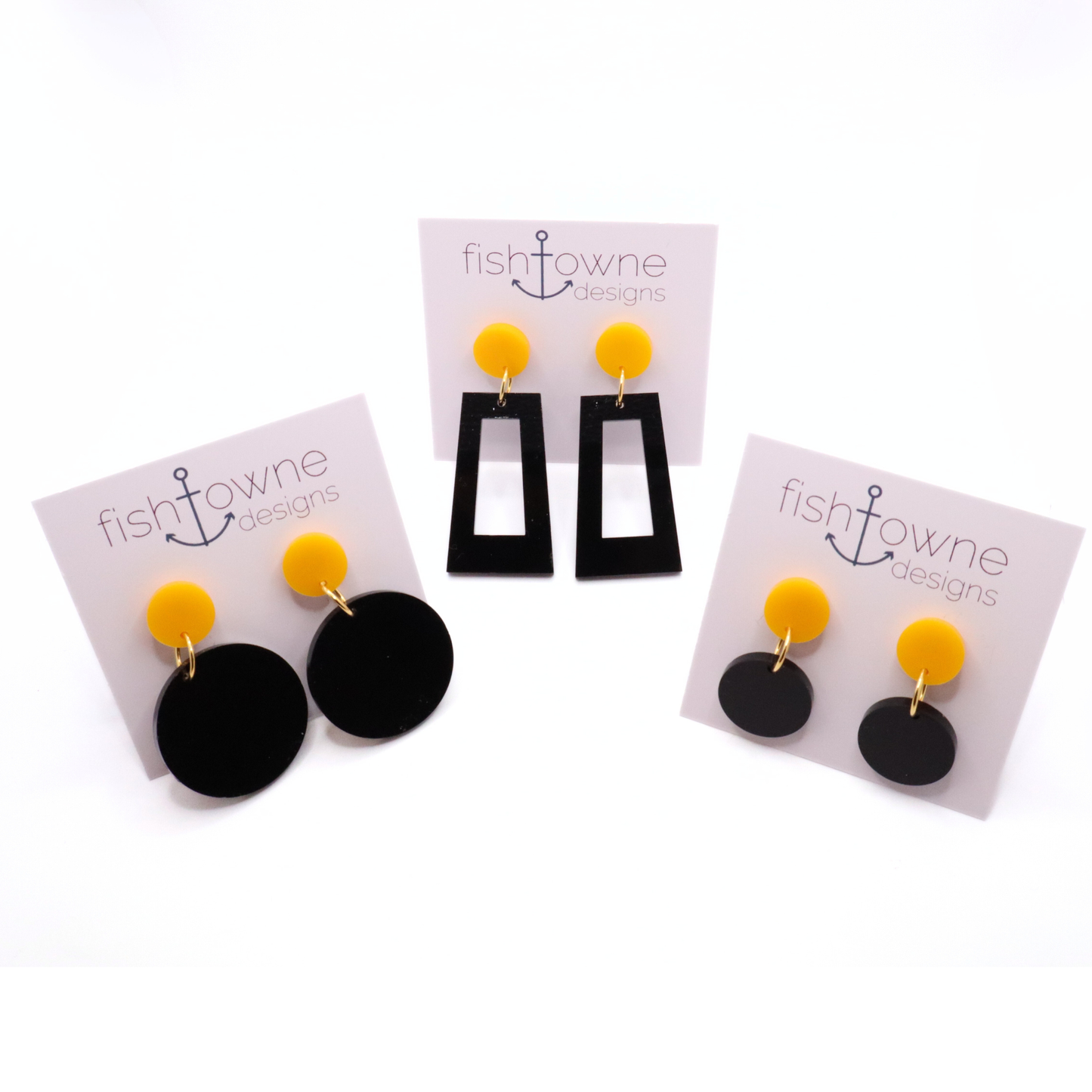 Black and Gold Acrylic Game Day Earrings