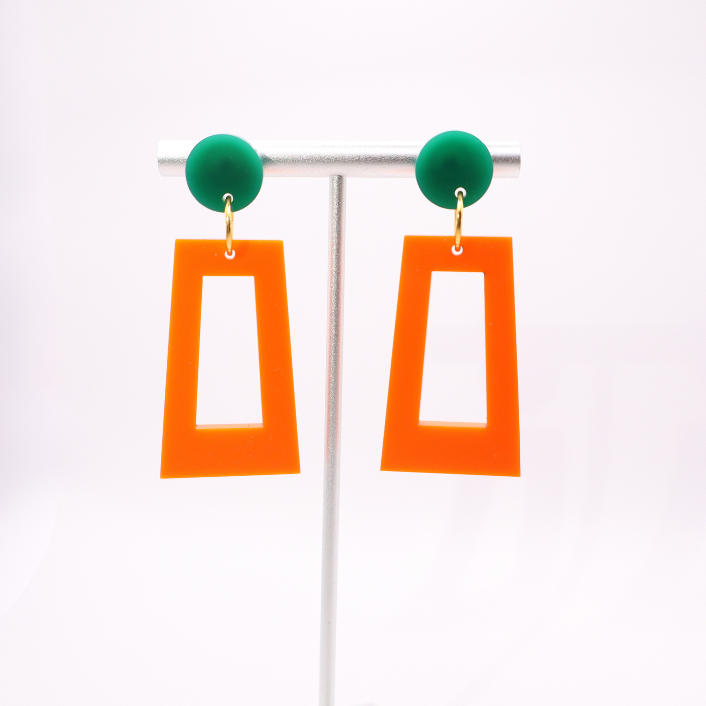 Orange and Green Acrylic Game Day Earrings