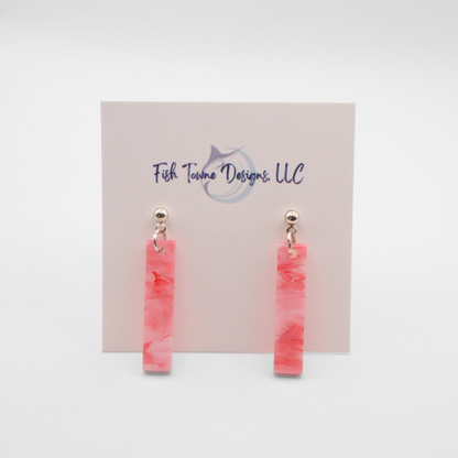 Pink Marble Acrylic Bar Earrings