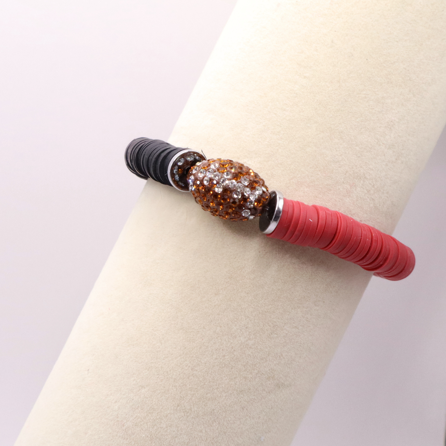 Maroon and Black Game Day Football Bracelet