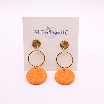 Orange and Gold Polymer Clay Dangles