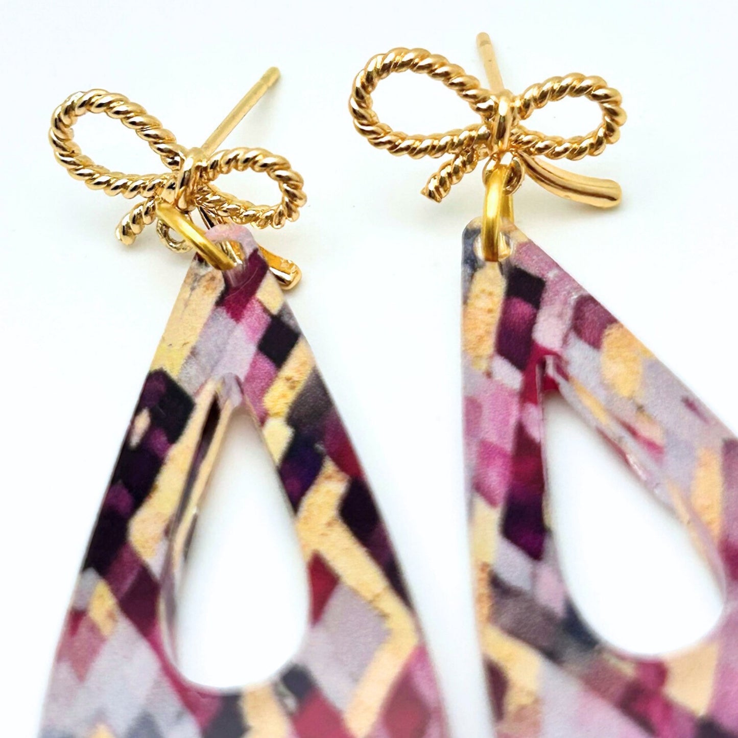 Parisian Inspired Pink & Gold Dangle Earrings
