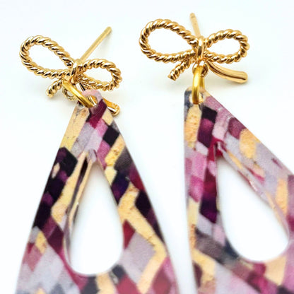 Parisian Inspired Pink & Gold Dangle Earrings