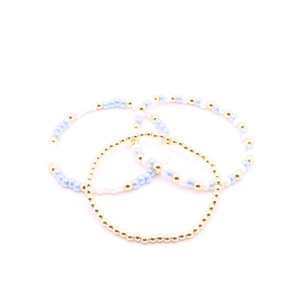 Light Blue and White Game Day Bracelet Stack | The Classic Game Day Collection