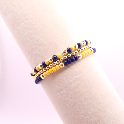 Navy and Gold Game Day Bracelet Stack | The Classic Game Day Collection