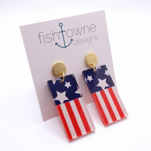 Fourth of July Patriotic Acrylic Earrings