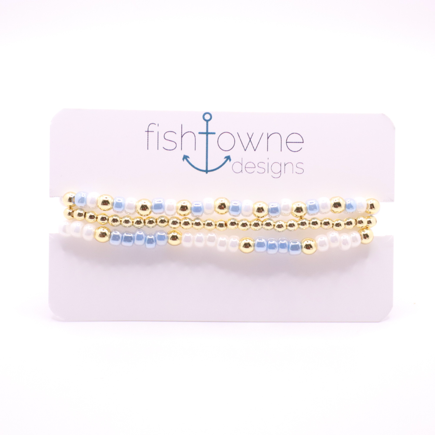 Light Blue and White Game Day Bracelet Stack | The Classic Game Day Collection