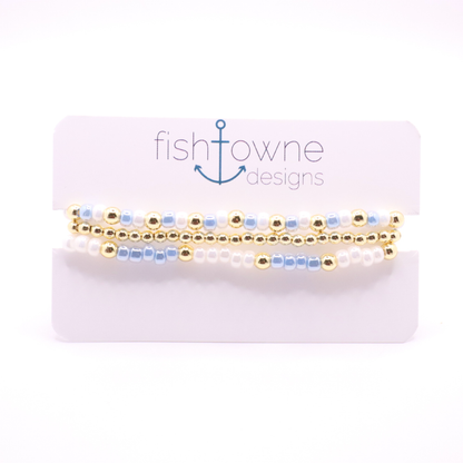Light Blue and White Game Day Bracelet Stack | The Classic Game Day Collection