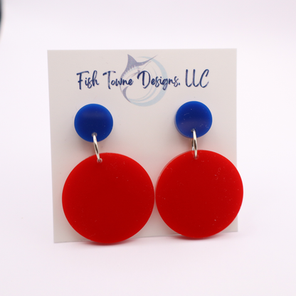 Red and Blue Acrylic Game Day Earrings