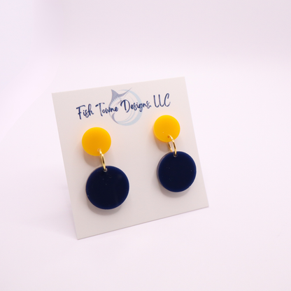 Navy Blue and Gold Acrylic Game Day Earrings