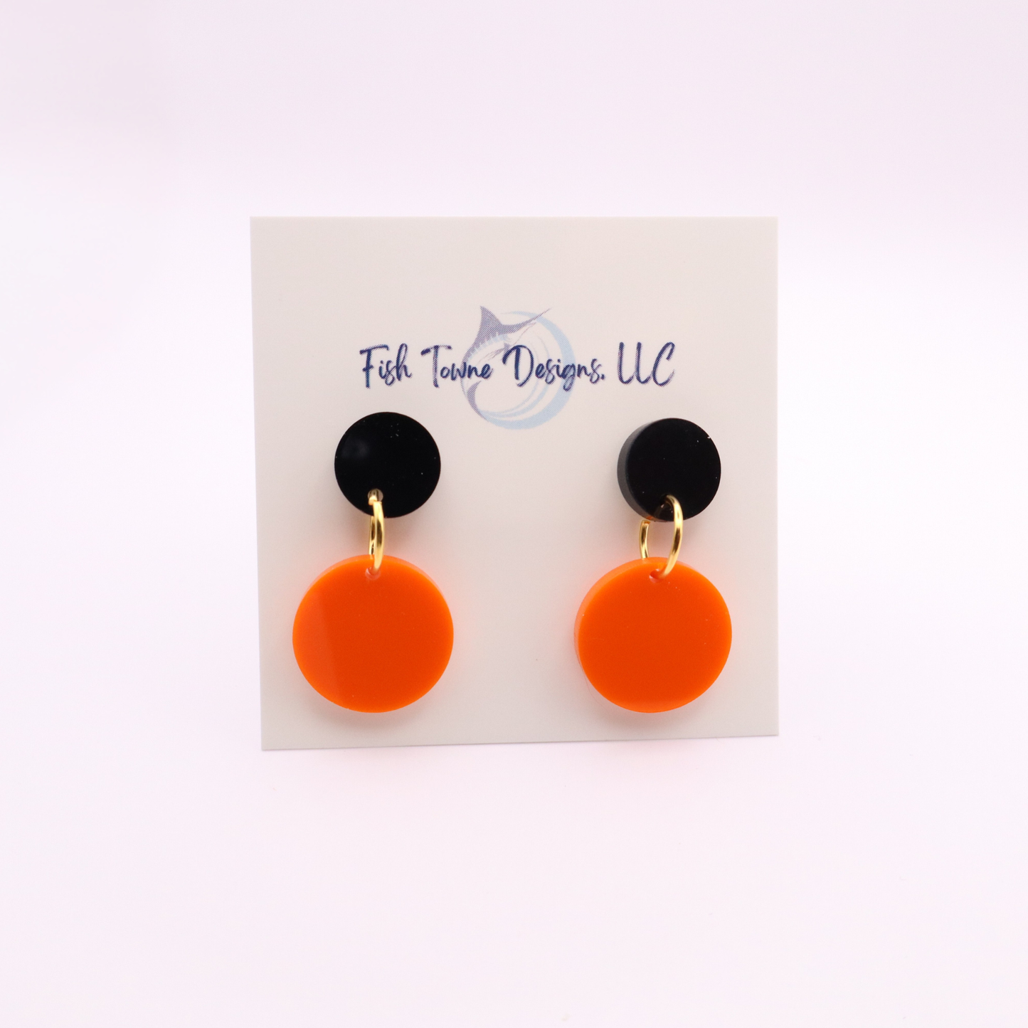 Orange and Black Acrylic Game Day Earrings