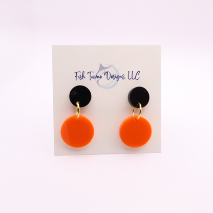 Orange and Black Acrylic Game Day Earrings