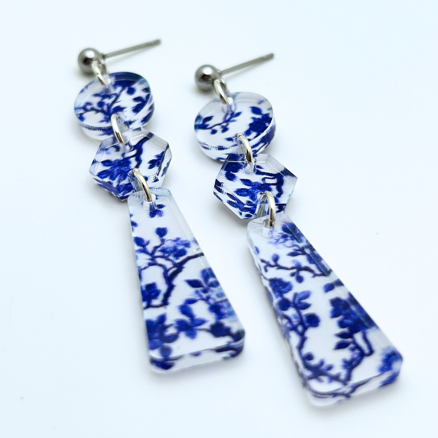 Savannah Inspired Blue Floral Dangle Earrings - Fish Towne Designs, LLC