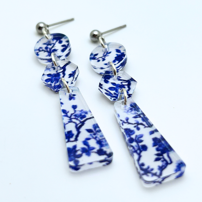 Savannah Inspired Blue Floral Dangle Earrings - Fish Towne Designs, LLC