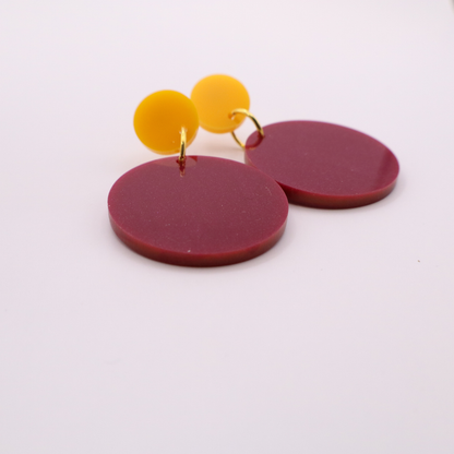 Burgundy and Gold Acrylic Game Day Earrings