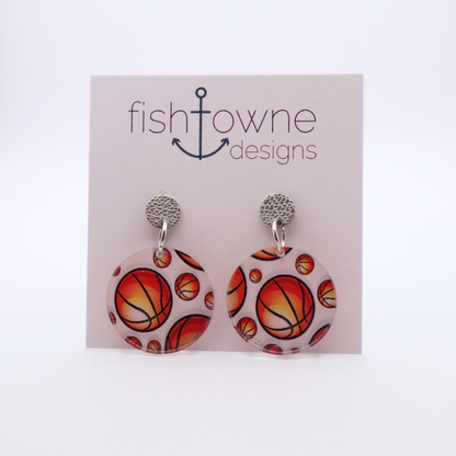 Basketball Acrylic Dangle Earrings