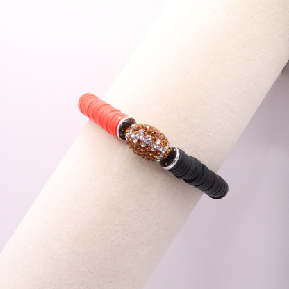 Red and Black Game Day Football Bracelet
