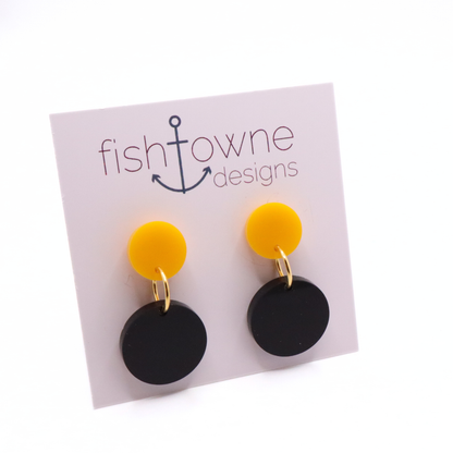 Black and Gold Acrylic Game Day Earrings