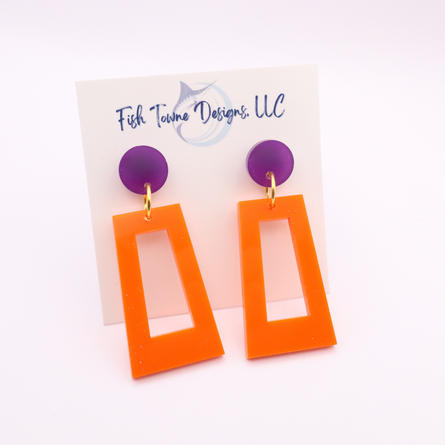 Orange and Purple Acrylic Game Day Earrings