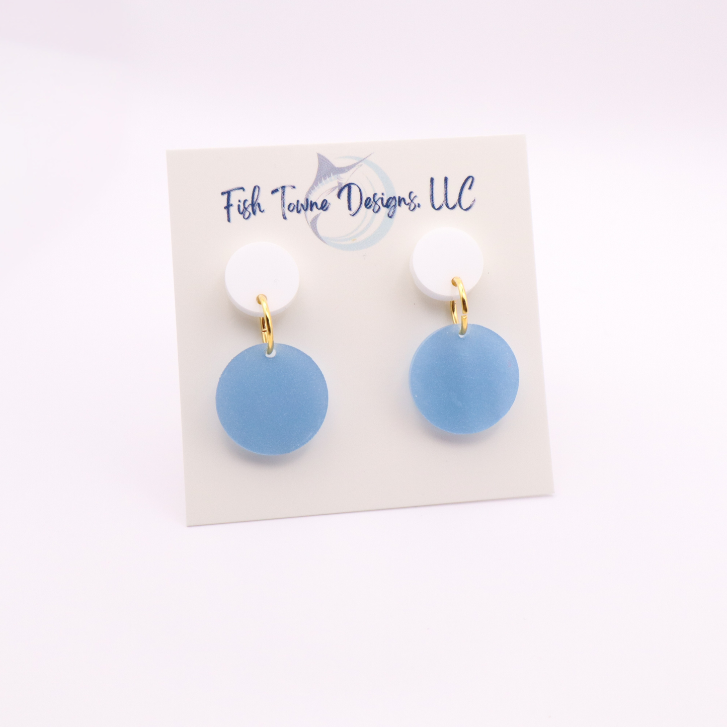 Light Blue and White Acrylic Game Day Earrings