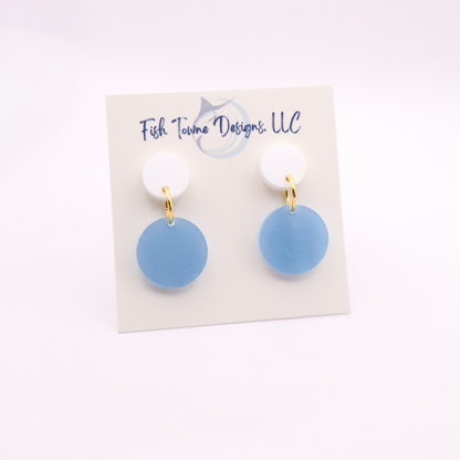 Light Blue and White Acrylic Game Day Earrings