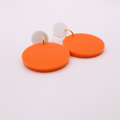 Orange and White Acrylic Game Day Earrings