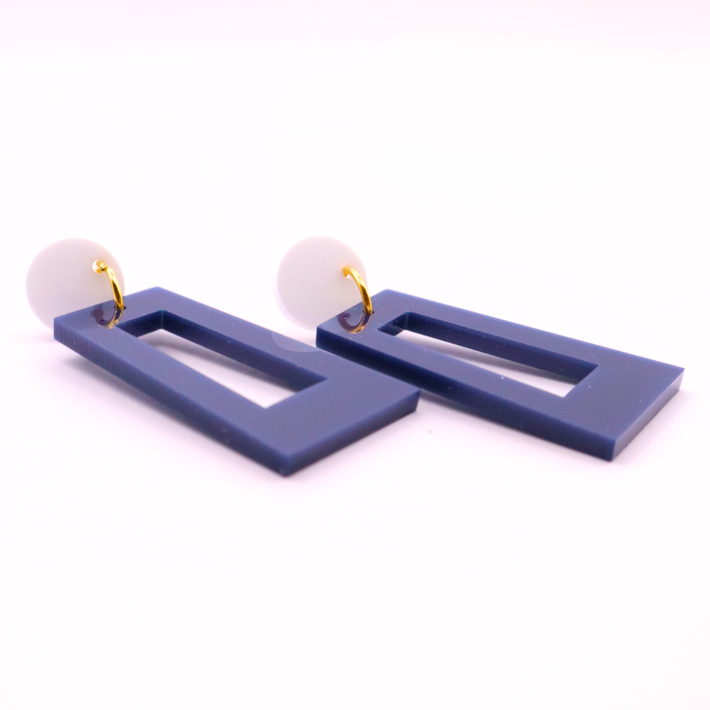 Navy Blue and White Acrylic Game Day Earrings