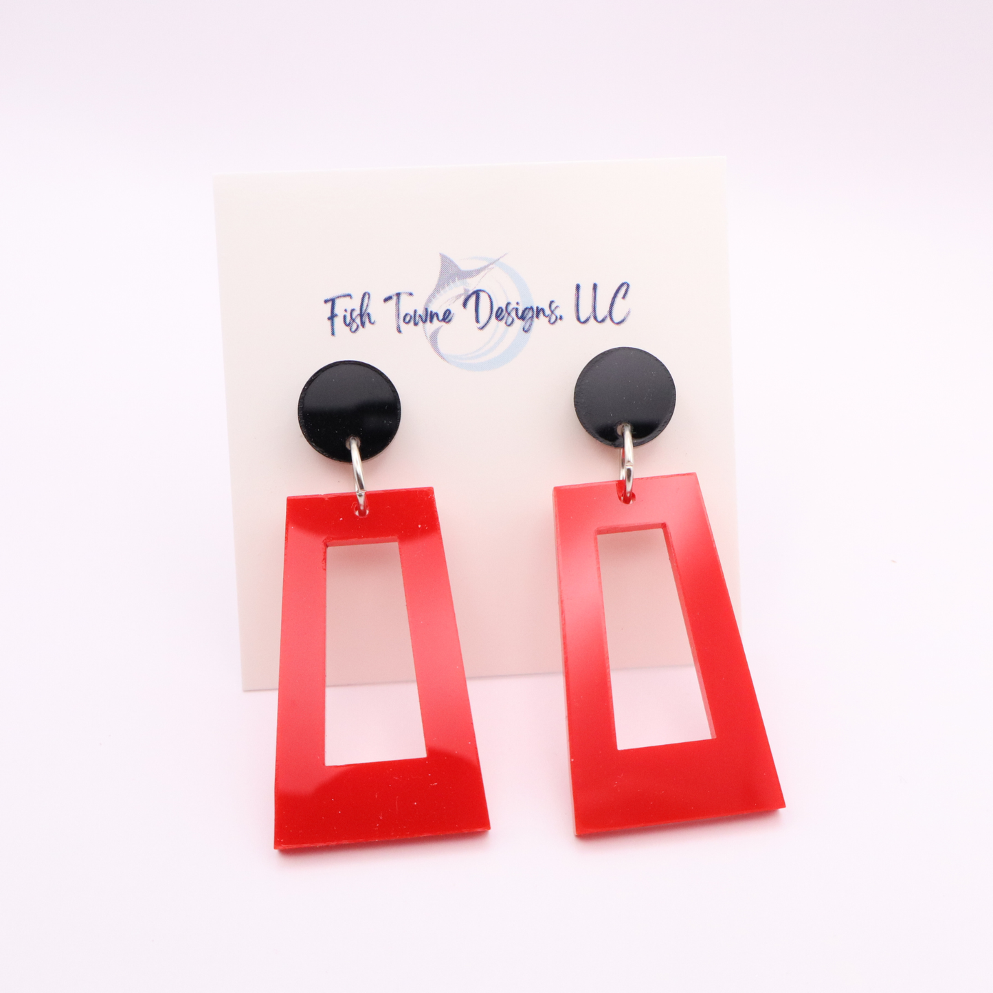 Red and Black Acrylic Game Day Earrings