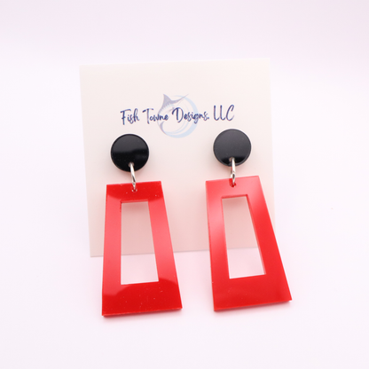 Red and Black Acrylic Game Day Earrings