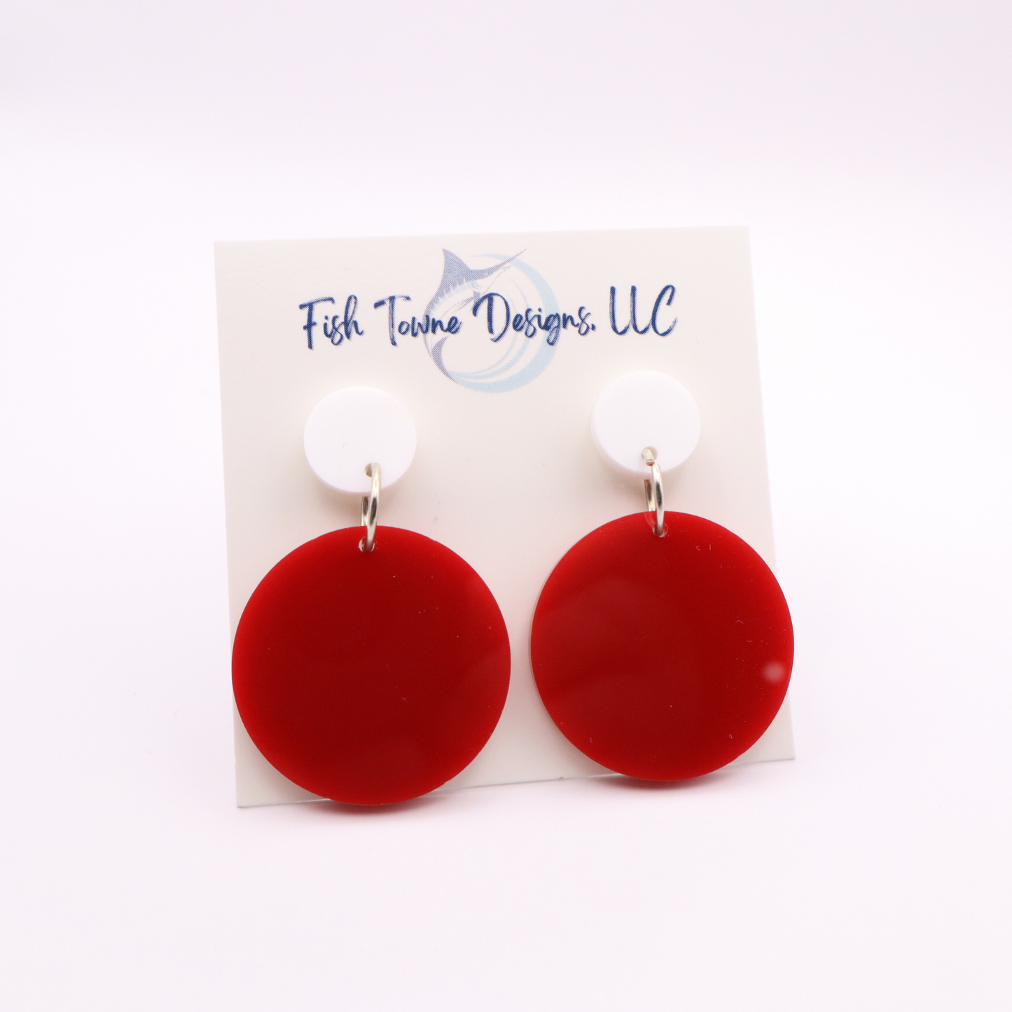Red and White Acrylic Game Day Earrings