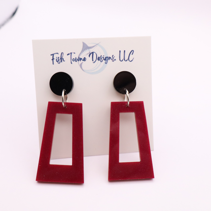 Maroon and Black Acrylic Game Day Earrings