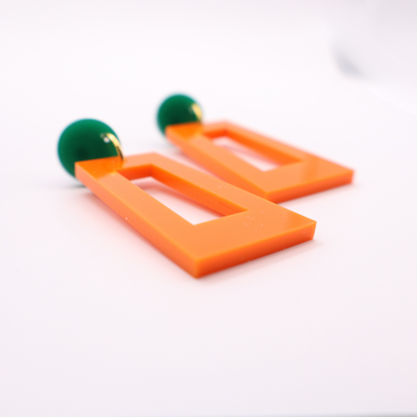 Orange and Green Acrylic Game Day Earrings