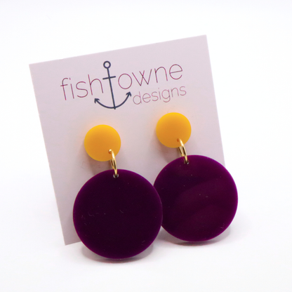 Purple and Gold Acrylic Game Day Earrings