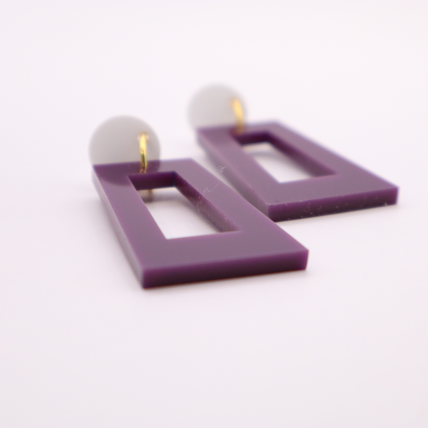 Purple and White Acrylic Game Day Earrings