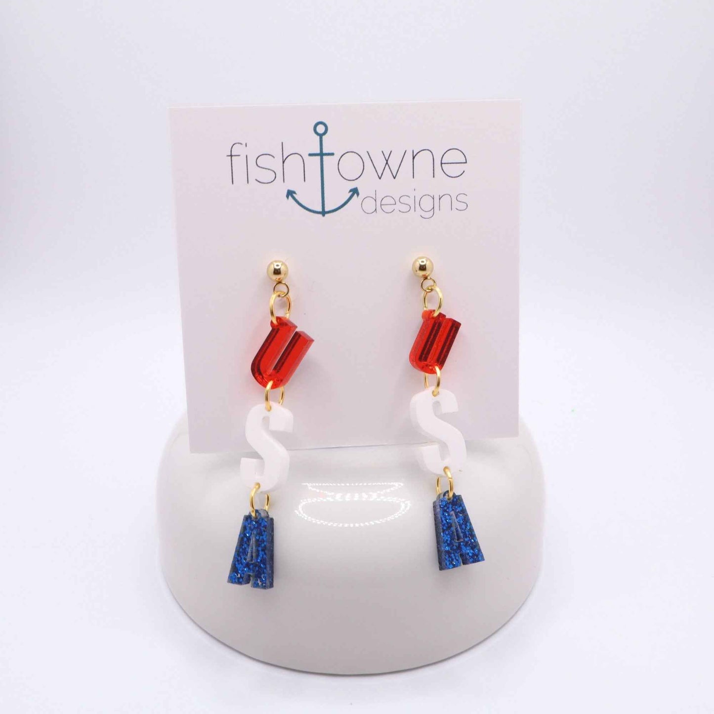USA July Fourth Acrylic Earrings