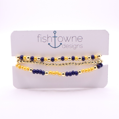 Navy and Gold Game Day Bracelet Stack | The Classic Game Day Collection