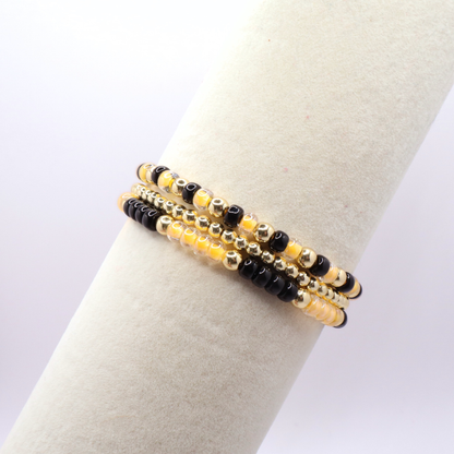 Black and Gold Game Day Bracelet Stack | The Classic Game Day Collection