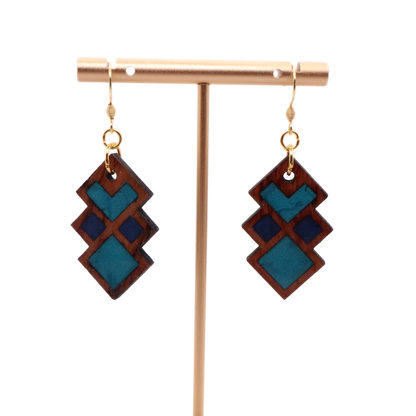 Wood and Resin Geometric Earrings – Boho Statement Jewelry