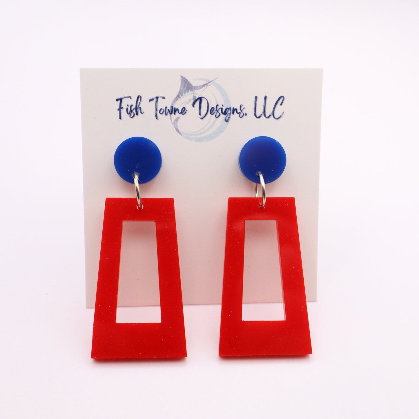 Red and Blue Acrylic Game Day Earrings