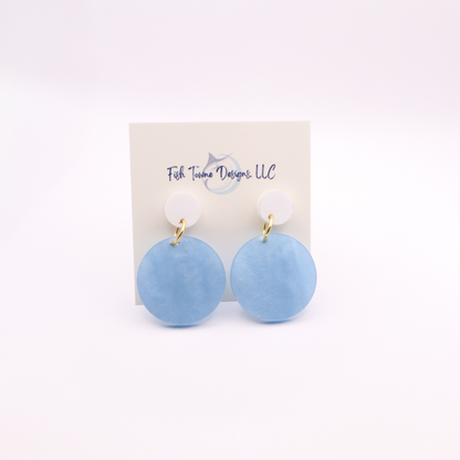 Light Blue and White Acrylic Game Day Earrings