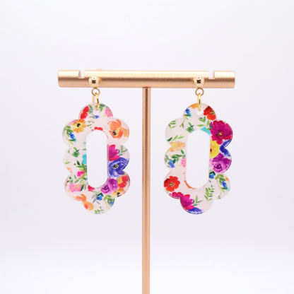 Floral Dangle Drop Earrings | Vibrant Summer Earrings