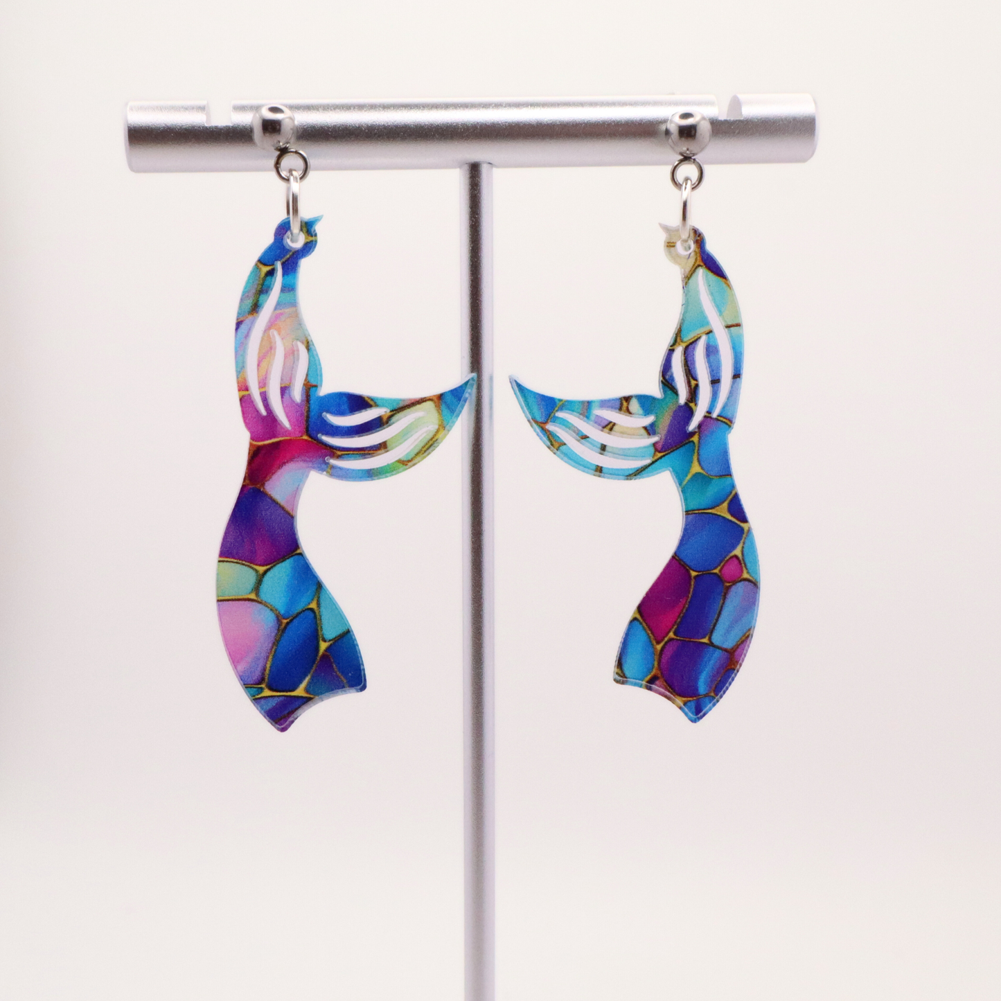 Mermaid Tail Acrylic Earrings | Ocean-Inspired Jewelry | Fantasy Statement Earrings | Lightweight Earrings
