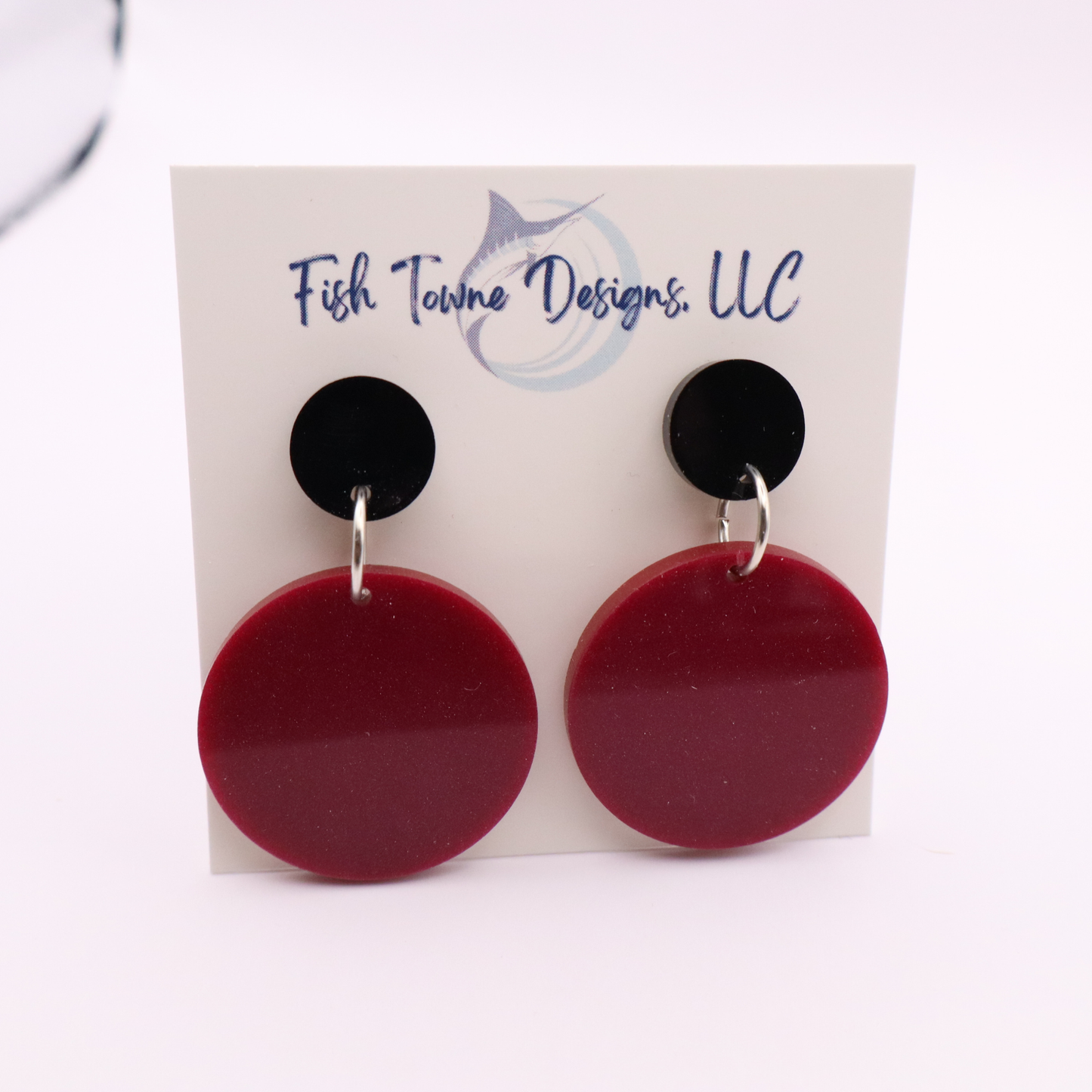 Maroon and Black Acrylic Game Day Earrings