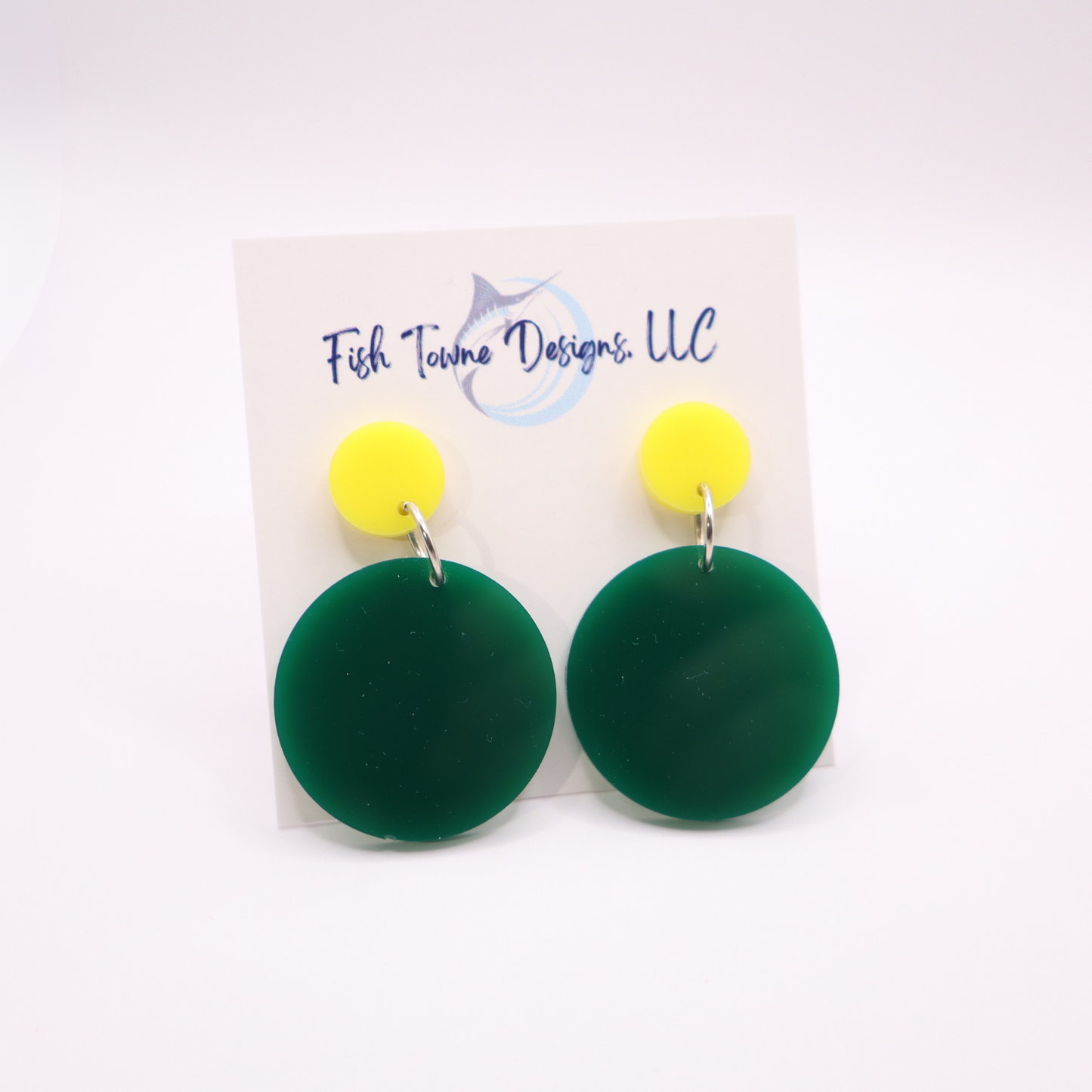 Green and Yellow Acrylic Game Day Earrings