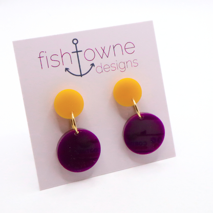 Purple and Gold Acrylic Game Day Earrings