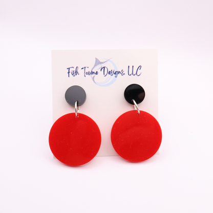 Red and Black Acrylic Game Day Earrings
