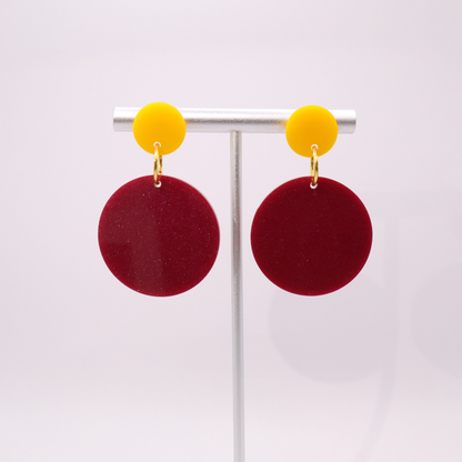 Burgundy and Gold Acrylic Game Day Earrings