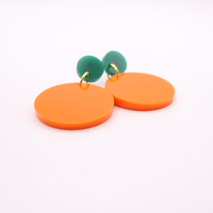 Orange and Green Acrylic Game Day Earrings