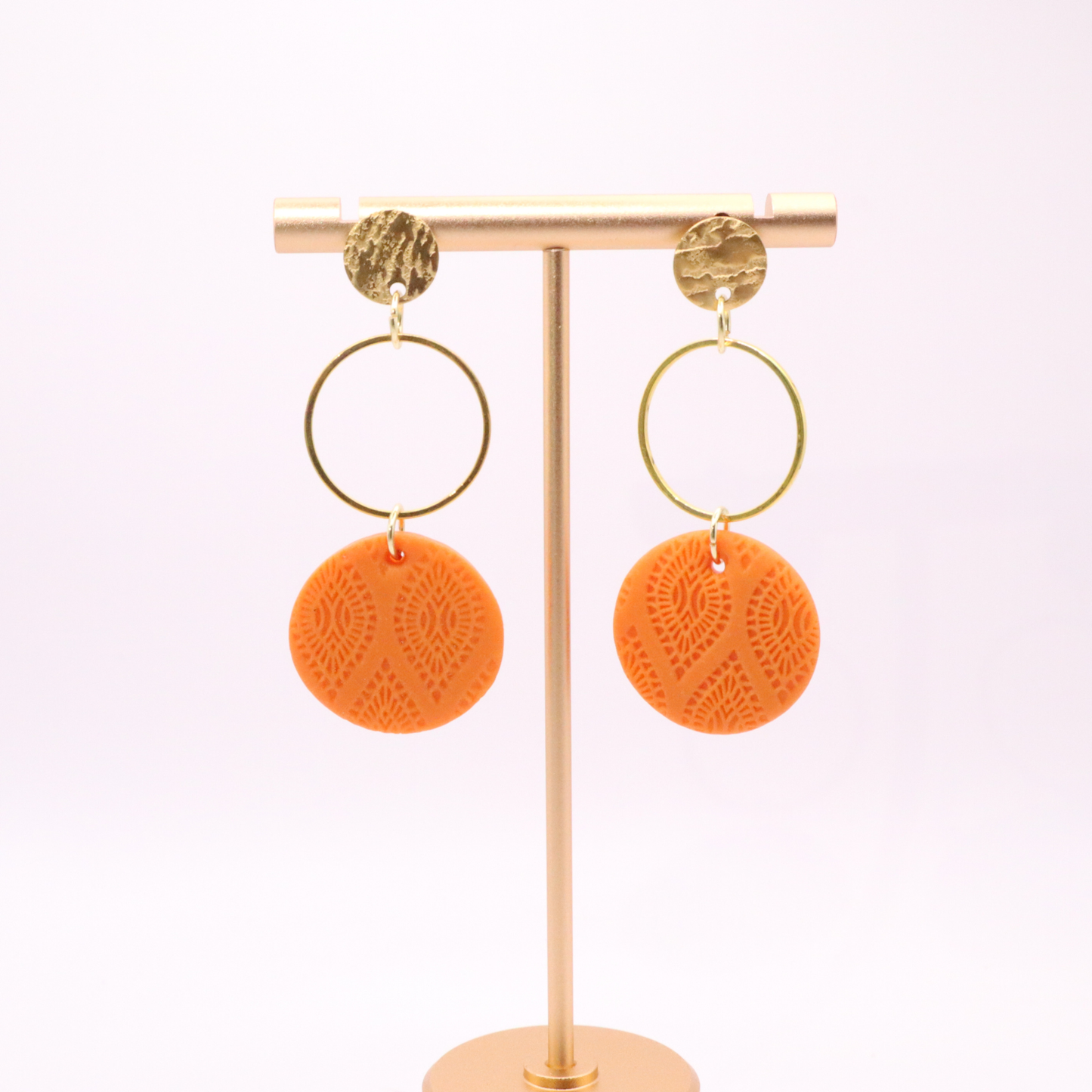 Orange and Gold Polymer Clay Dangles