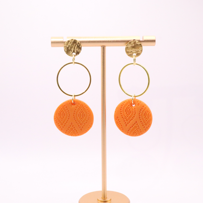 Orange and Gold Polymer Clay Dangles